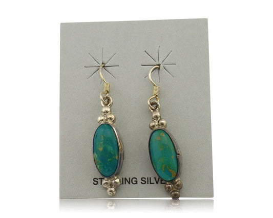 Navajo Earrings 925 Silver Blue Gem Turquoise Native American Artist C.80's