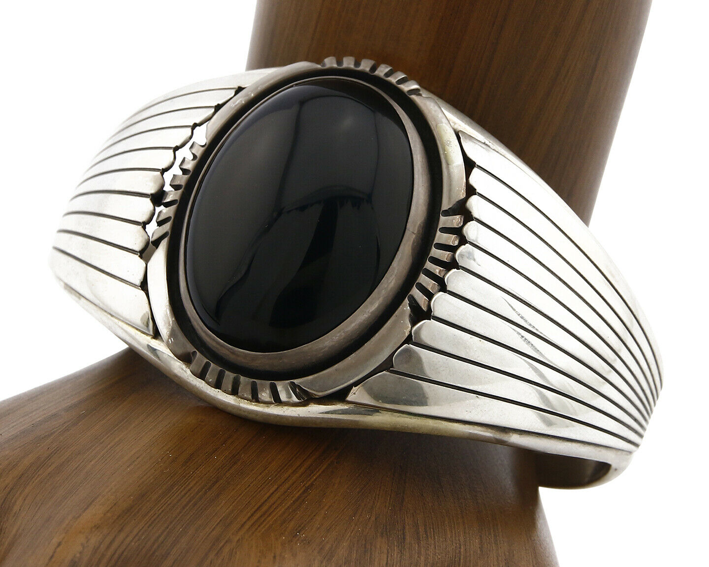 Women's Navajo Bracelet .925 Silver Black Onyx Signed William Denetdale C.80's