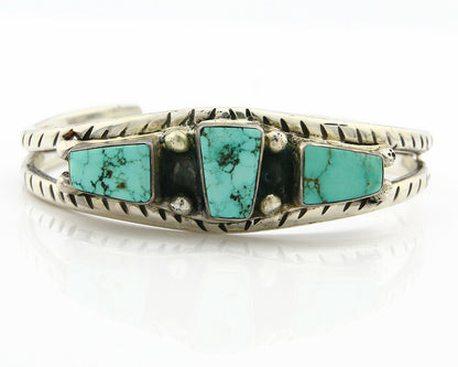 Navajo Turquoise Bracelet .925 Silver Handmade Signed Artist RC C.80's