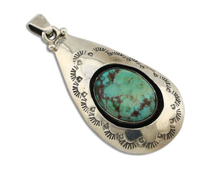 Navajo Pendant 925 Silver Natural Turquoise Artist Signed MC C.80's
