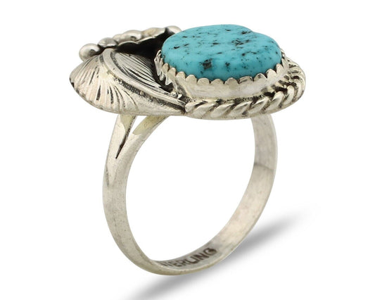 Navajo Ring 925 Silver Natural Blue Turquoise Native American Artist C.80's