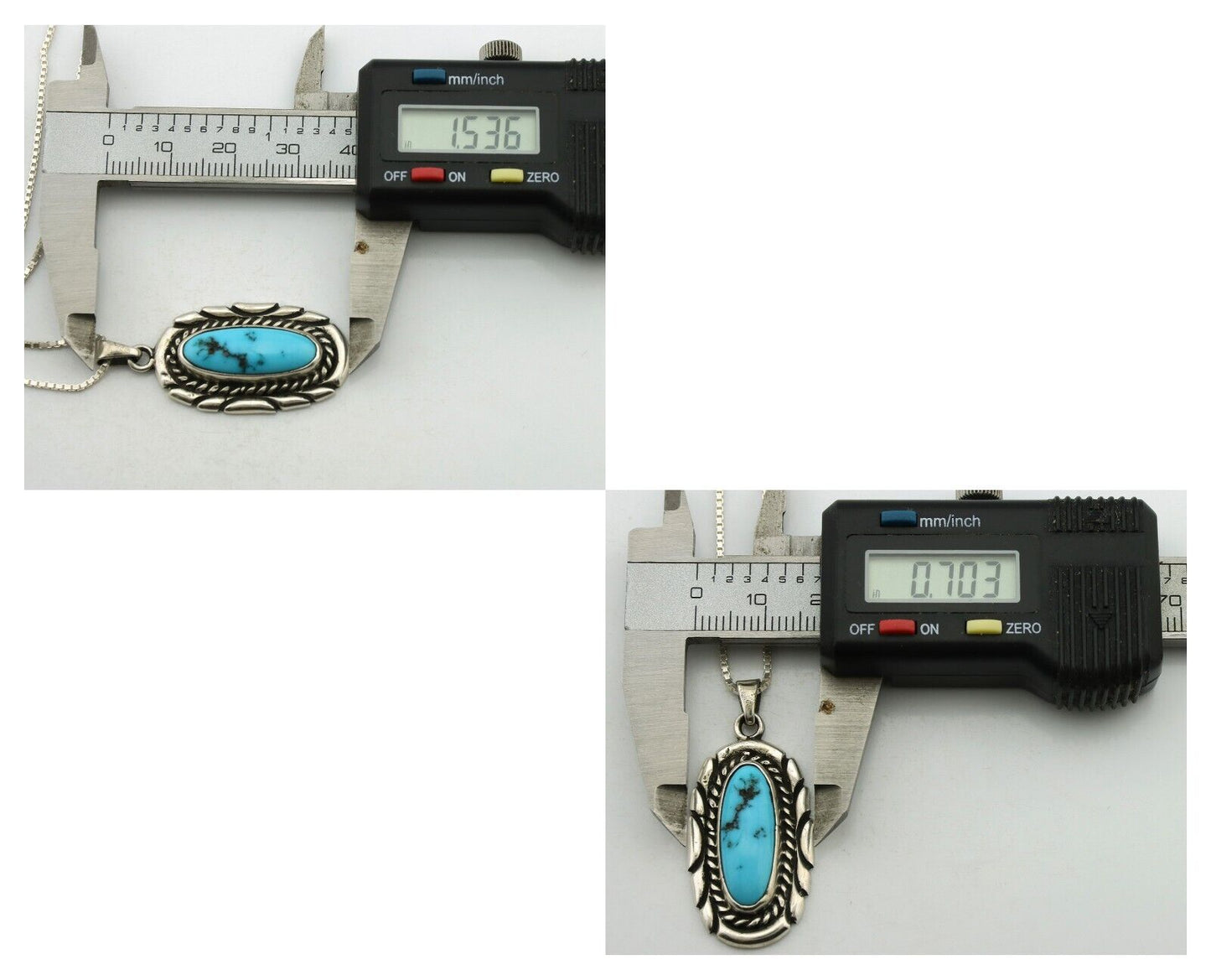 Navajo Necklace 925 Silver Sleeping Beauty Turquoise Signed M Montoya C.80's