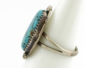 Navajo Ring 925 Silver Natural Blue Spiderweb Turquoise Artist Signed AA C.80's