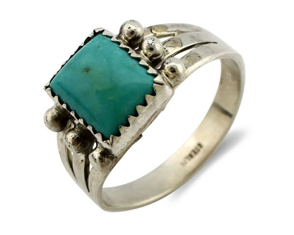 Navajo Ring .925 Silver Kingman Turquoise Artist Signed Native American C80s