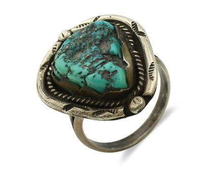 Navajo Ring .925 Silver Blue Turquoise Native American Artist C.80's