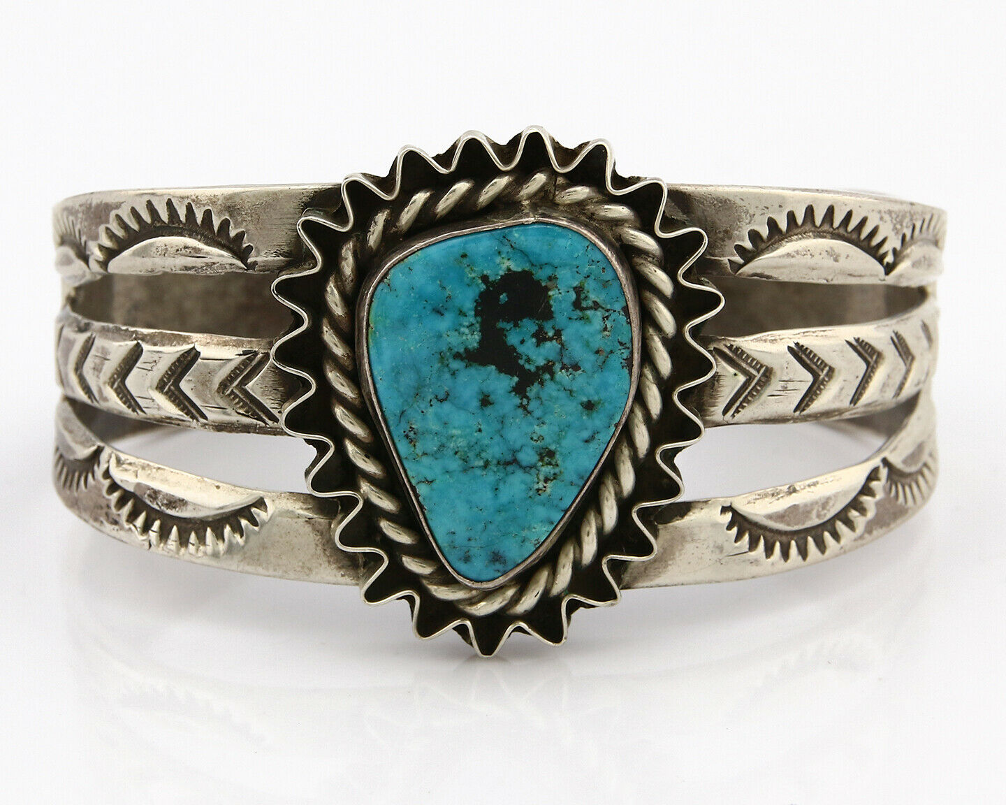 Navajo Bracelet .925 Silver Turquoise Handmade Cuff Native American C.80's