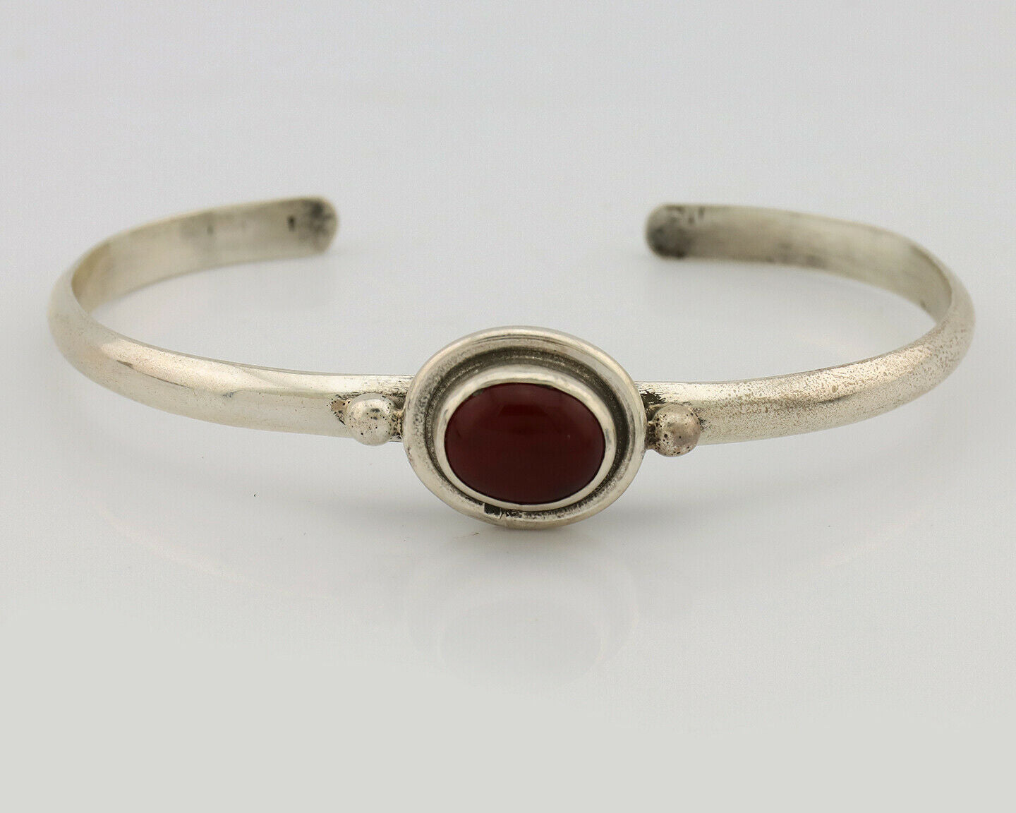 Navajo Bracelet .925 Silver Natural Carnelian Native American C.90's