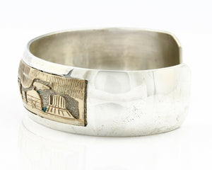 Navajo Bracelet .925 SOLID Silver & 12K Gold Filled Signed Tom & Sylvia Kee C80s
