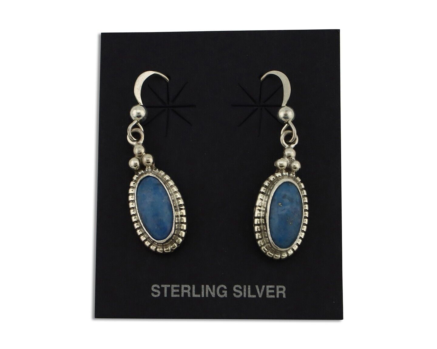 Navajo Earrings 925 Silver Natural Royal Blue Lapis Native American Artist C90s