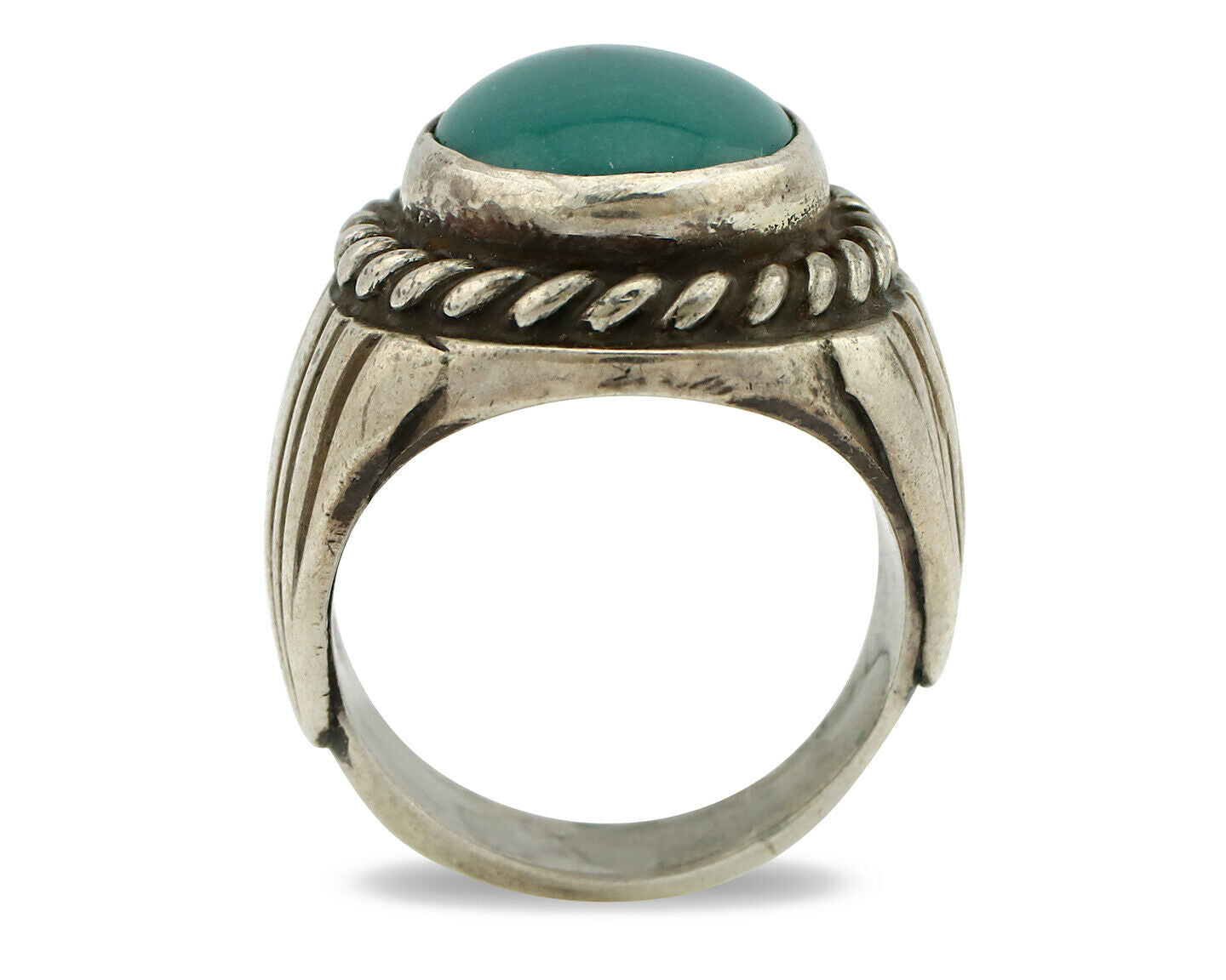 Navajo Ring .925 Silver Green Turquoise Artist C Montoya Circa.80's