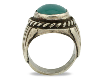 Navajo Ring .925 Silver Green Turquoise Artist C Montoya Circa.80's