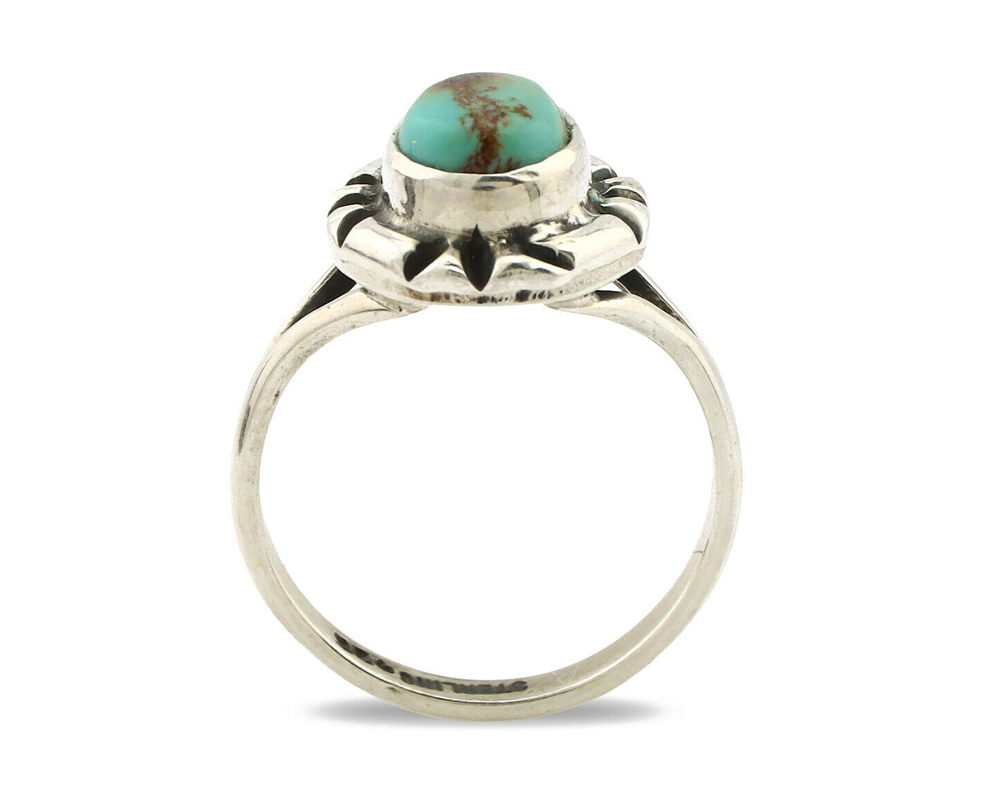 Navajo Ring .925 Silver Kingman Turquoise Artist Signed Gecko C.90's