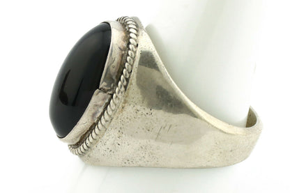 Navajo Ring .925 Silver Black Onyx Native American Artist C.80's