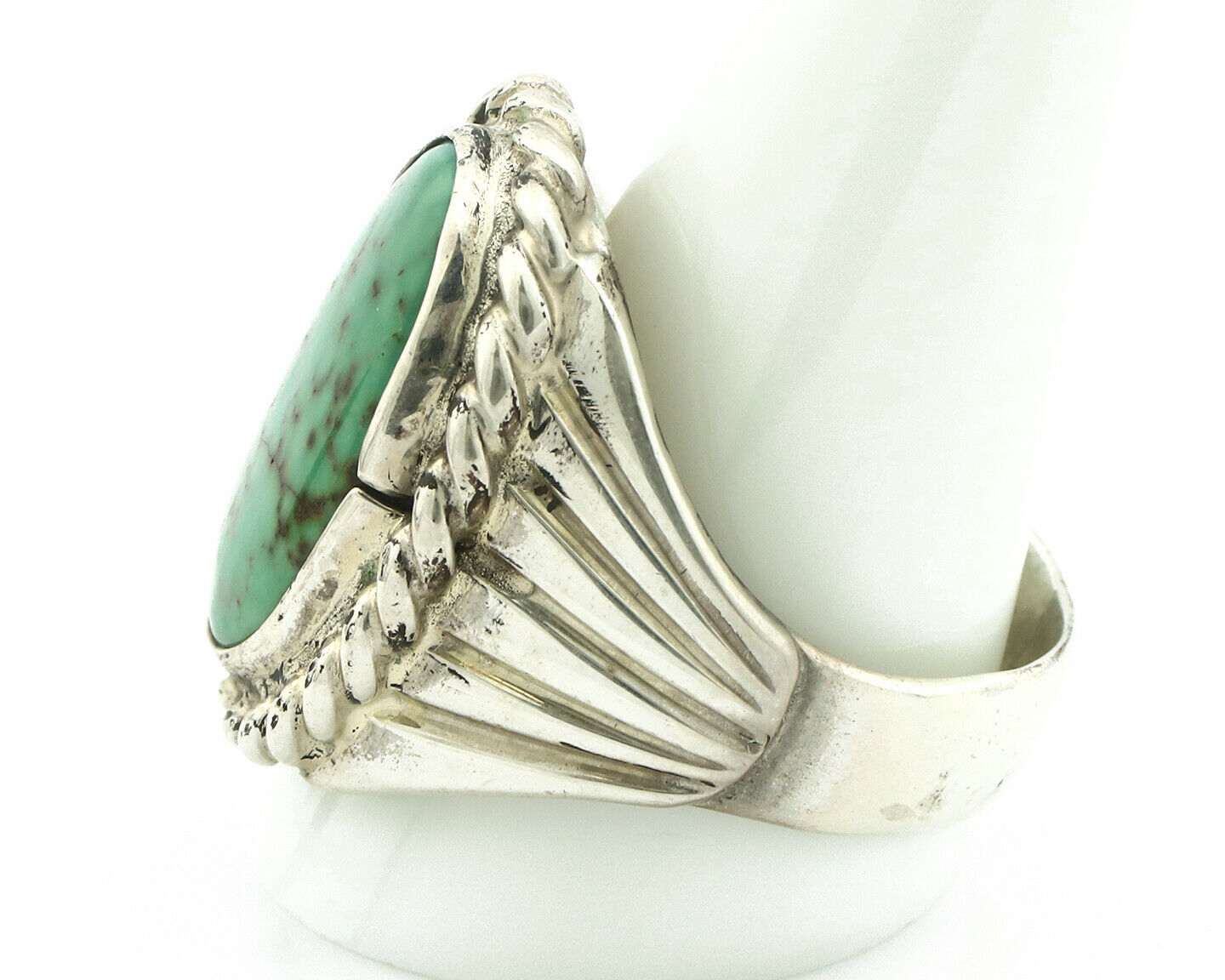 Navajo Ring .925 Silver Spiderweb Turquoise Signed C Montoya C.80's