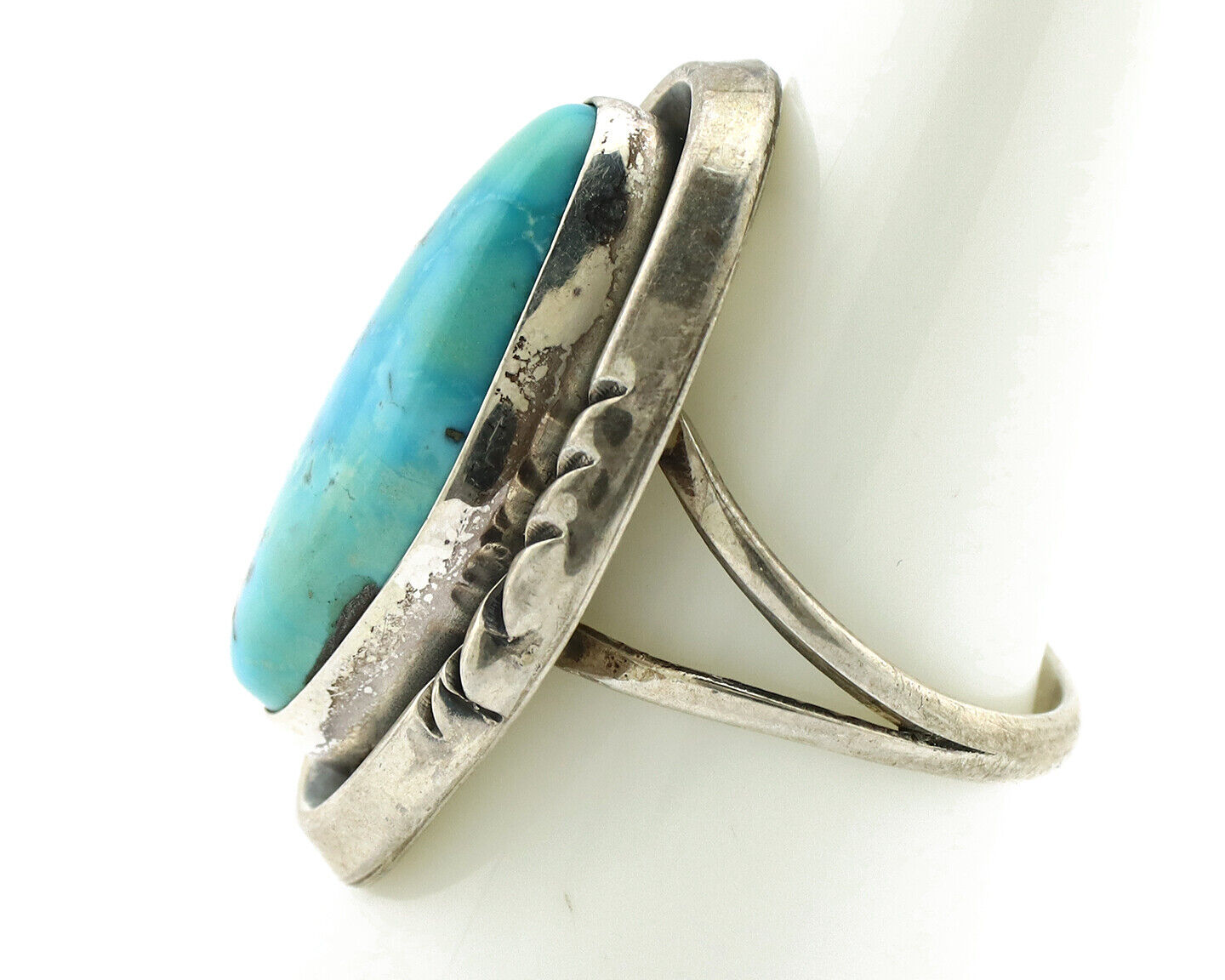 Navajo Ring 925 Silver Blue Turquoise Artist Signed HC C.80's