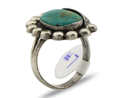 Navajo Ring .925 Silver Blue Gem Turquoise Native American Artist C.80's