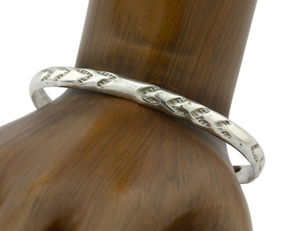 Navajo Bracelet .925 Silver Hand Stamped Arrow Head Artist I Montoya C.80's