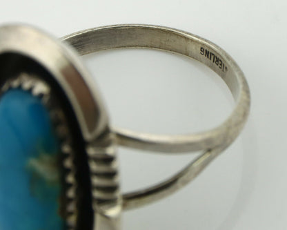 Navajo Ring .925 Silver Natural Turquoise Native American Artist C.80's