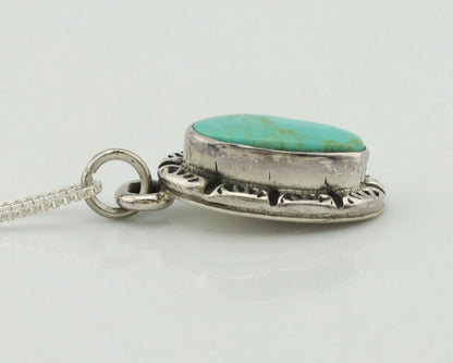 Navajo Necklace .925 Silver Arizona Turquoise Signed Gecko C.1980's