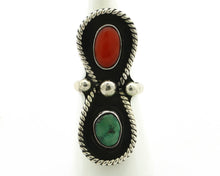 Navajo Ring 925 Silver Turquoise & Bloodstone Native Artist C.1980's
