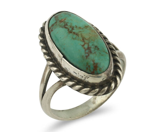 Navajo Ring 925 Silver Natural Blue Kingman Turquoise Native Artist C.80's