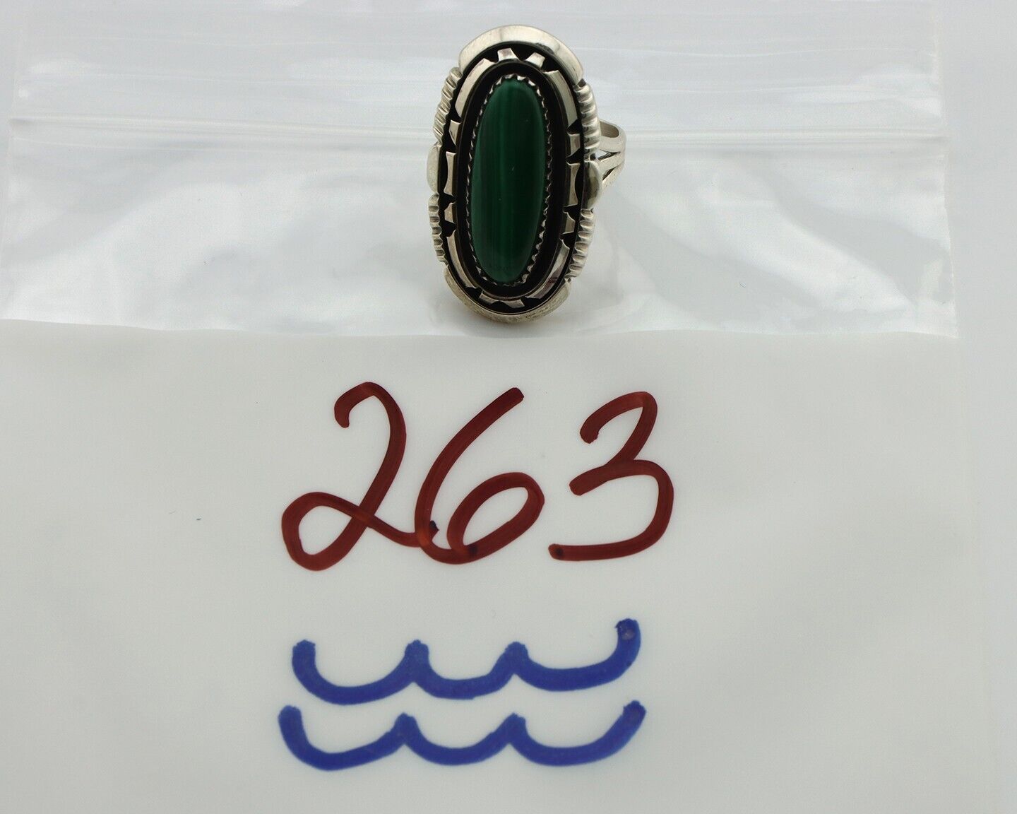 Navajo Ring 925 Silver Natural Malachite Artist Signed William Denetdale C.80's