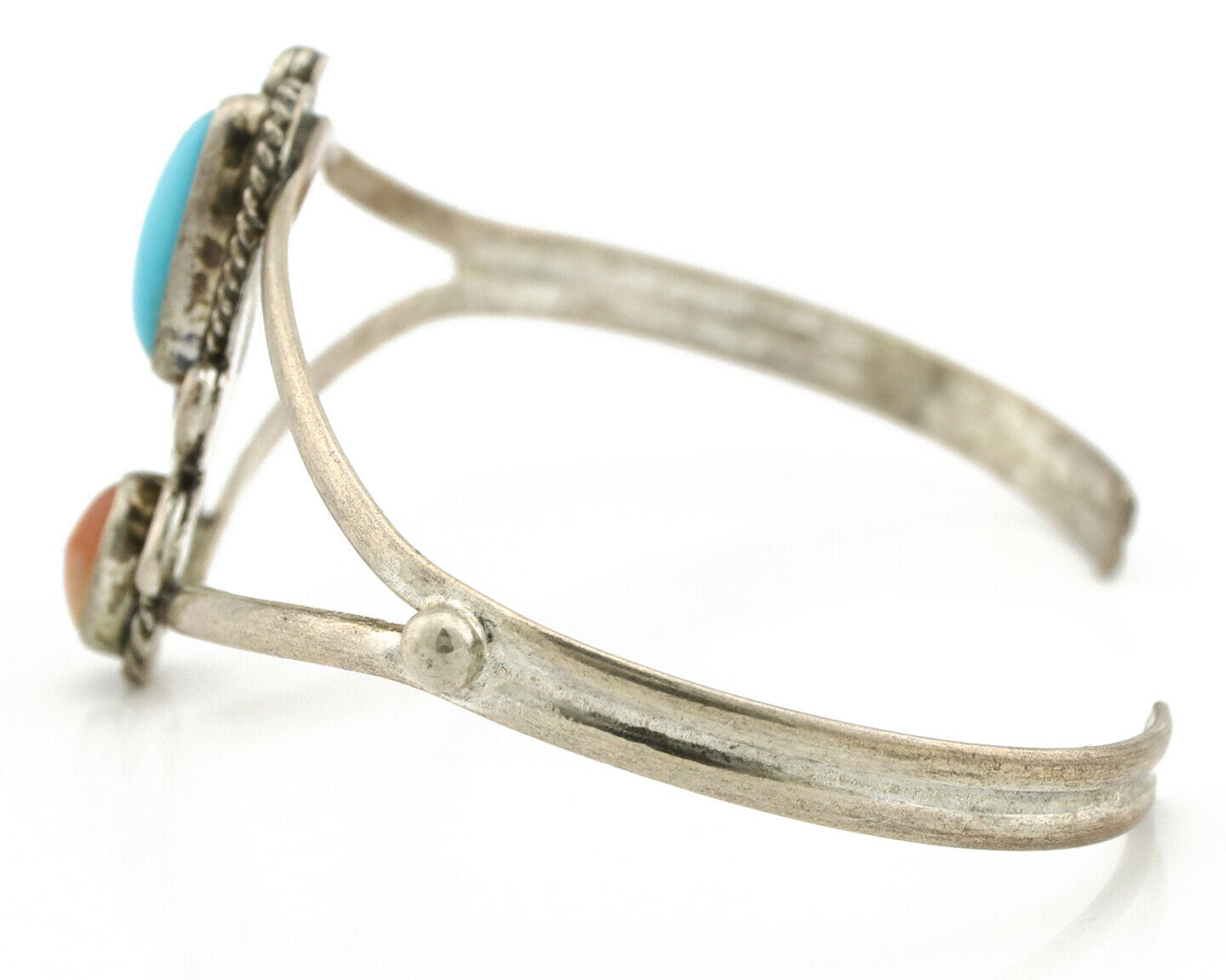 Navajo Bracelet .925 Silver Turquoise & Spiny Oyster Native American Artist C90