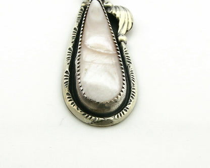 Navajo Pendant .925 Silver Real Natural Pink Mussel Signed Yazzie C.80's