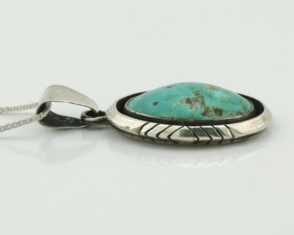 Navajo Necklace .925 Silver Kingman Turquoise Signed Setting Sun C.80's