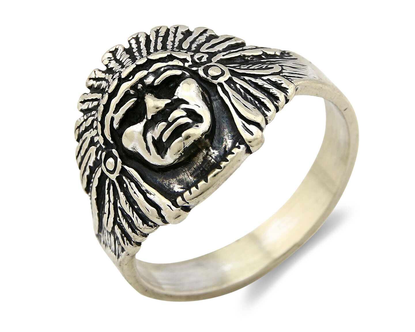 Navajo Warrior Chief Ring .925 Silver Artist Signed Wheeler C.80's Size 13