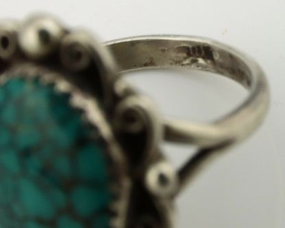 Navajo Ring .925 Silver Spiderweb Turquoise Native American Artist C.80's