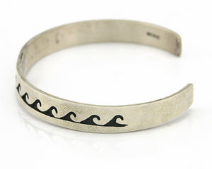 Navajo Bracelet .925 Silver Southwest Wave Cuff Artist Native C.80's