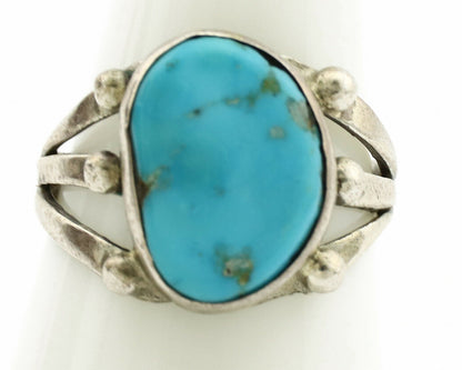 Navajo Ring .925 Silver Blue Turquoise Native American Artist C.1980's