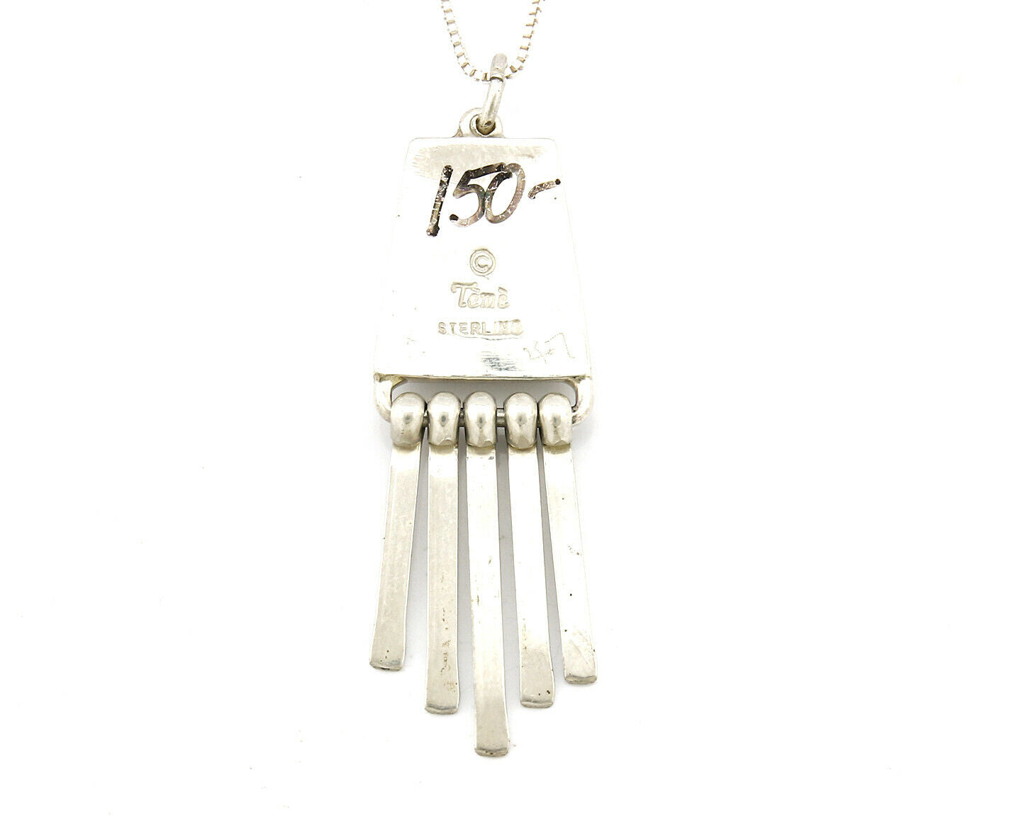 Women's Navajo Gemstone Pendant Dangles .925 Silver Signed Teme