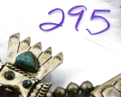 1950's Navajo .925 Silver Kachina Morenci Turquoise Signed JC Handmade