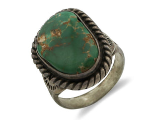Navajo Ring .925 Silver Manassas Turquoise Native Artist Signed C.80's