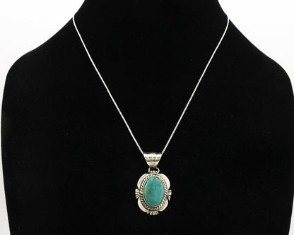 Navajo Necklace .925 Silver Kingman Turquoise Signed JP C.1980's