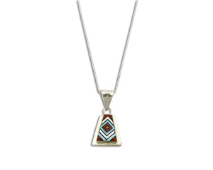 Women's Zuni Inlaid Pendant .925 Silver Signed V. Vacit