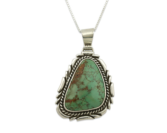 Navajo Kingman Turquoise Pendant .925 Silver Artist Signed Sunrise C.80's