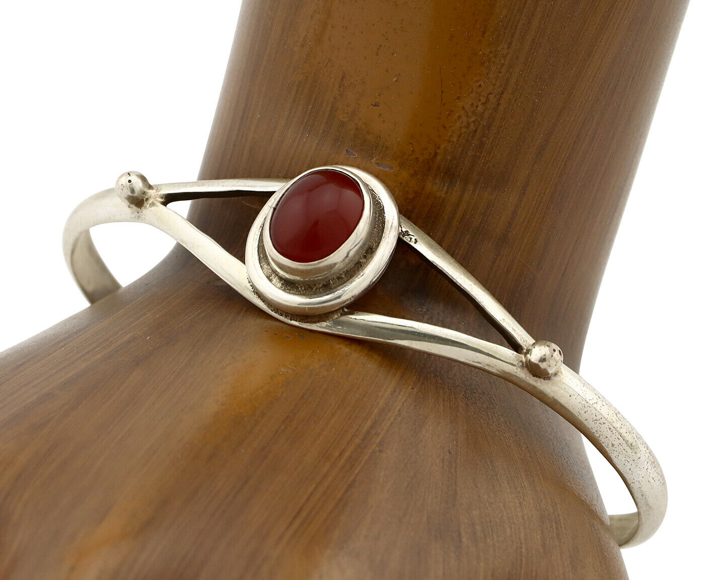 Navajo Bracelet .925 Silver Natural Carnelian Native American C.90's