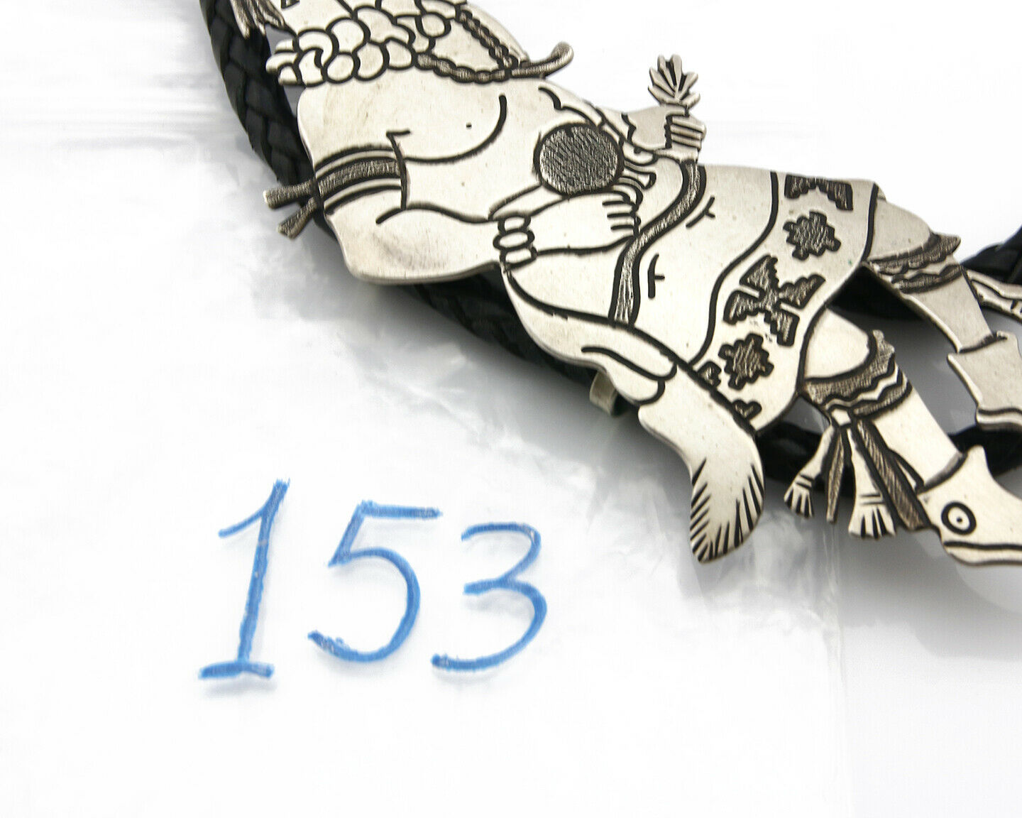 Navajo Kachina Bolo Tie .925 Silver Artist Signed Thomas Singer C.80's