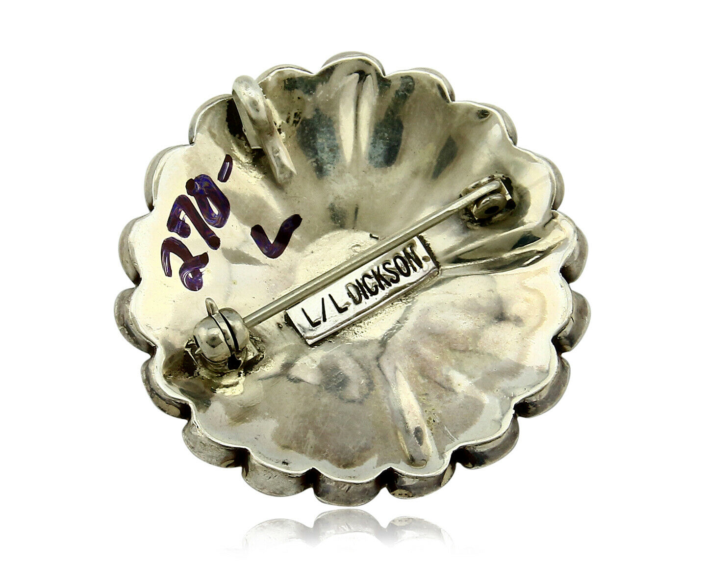Zuni Handmade Inlaid Tiwa Pendant Brooch Pin 925 Sterling Silver LL Dickson 1998