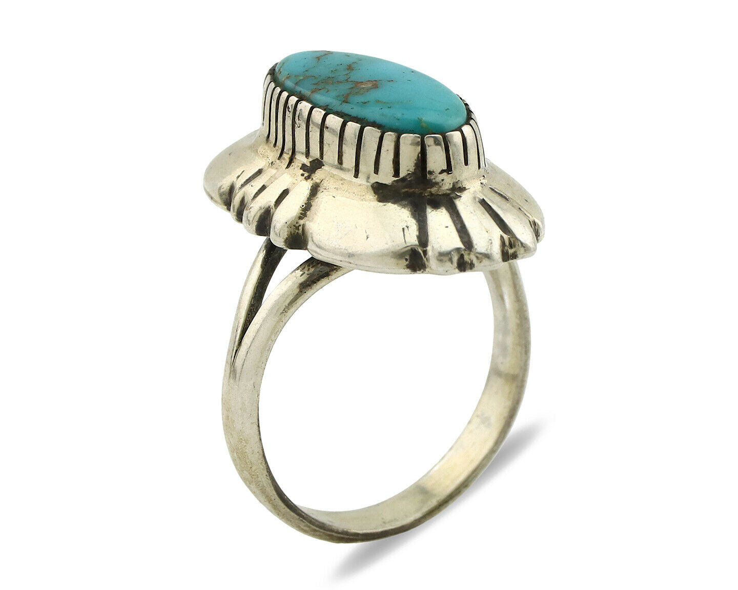 Navajo Ring .925 Silver Blue Turquoise Signed M Montoya C.80's