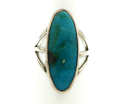 Navajo Ring .925 Silver Nevada Turquoise Native American Artist C.80's