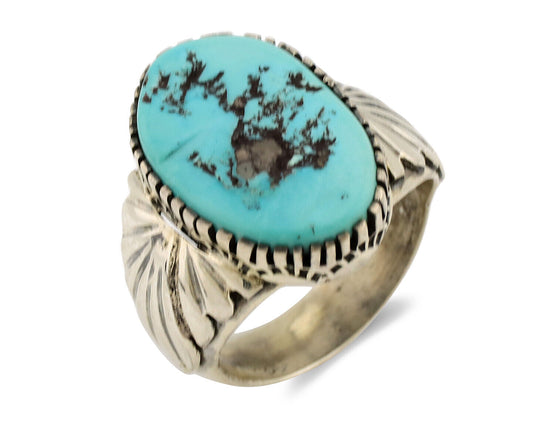 Navajo Ring .925 Silver Sleeping Beauty Turquoise Artist Signed DK C.80's