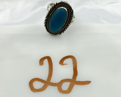 Navajo Ring .925 Silver Blue Turquoise Artist Signed Begay C.1980's