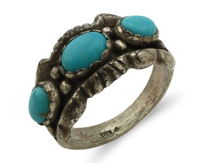 Navajo Ring .925 Silver Natural Blue Turquoise Native American Artist C.80's