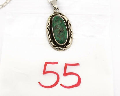 Navajo Necklace .925 Silver Green Turquoise C Montoya C.1980's