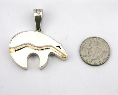 Navajo Pendant .925 Silver 14K Gold Plate Signed Native C.80's