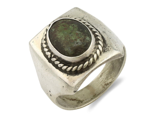 Navajo Ring .925 Silver Green Turquoise Handmade Native American Artist C.1980s